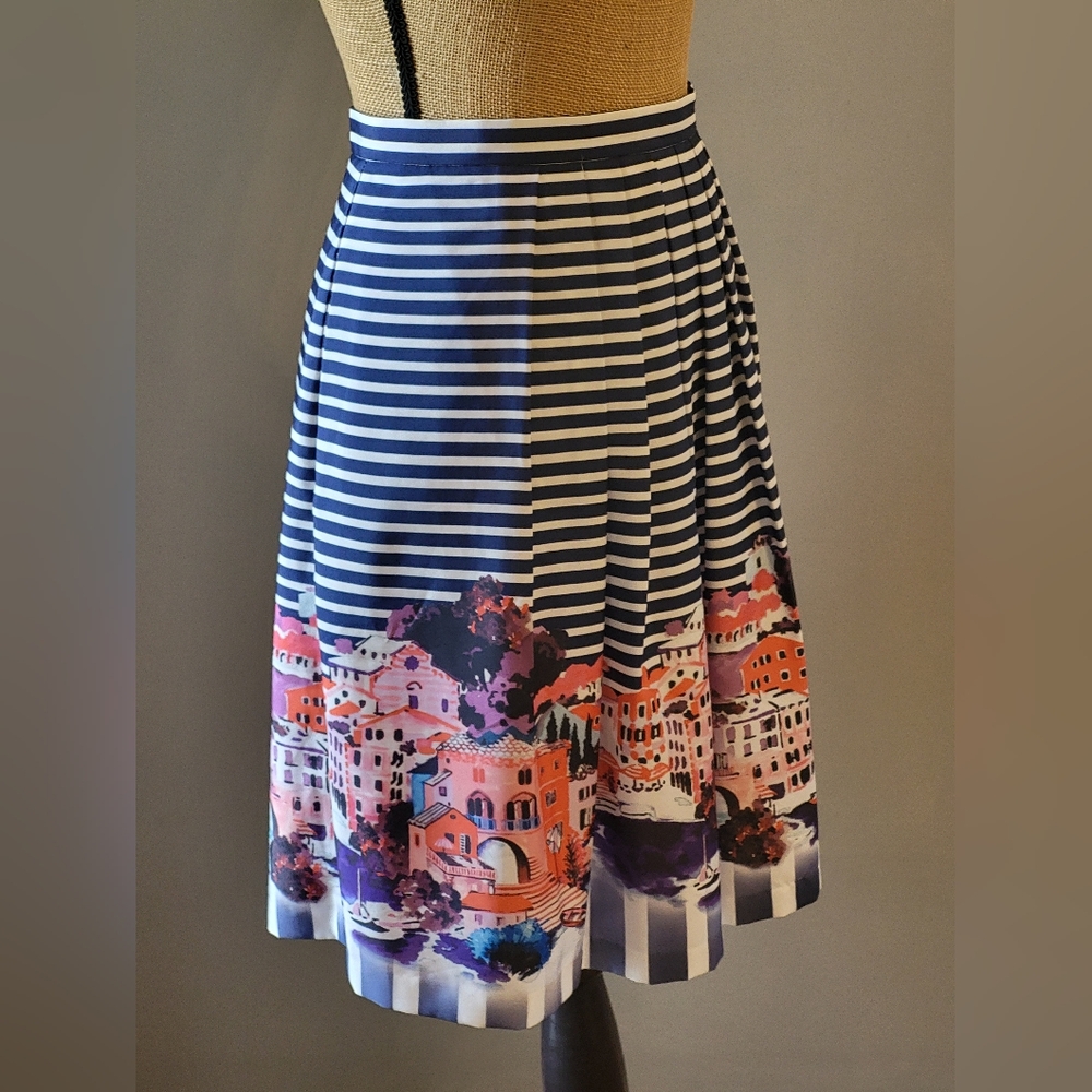 Boston Proper Size 6 Polyester Pleated A-line Skirt Purple/Pink/Blue/White - Picture 4 of 7